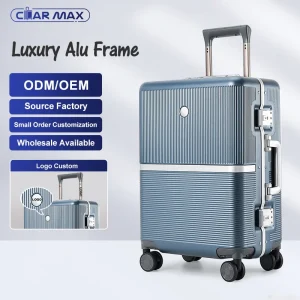 2025 Hot Sale Aluminum Luggage Set with TSA Lock and Cup Holder Hard Shell Aluminum Frame Trolley Suitcase for Travel Luggage
